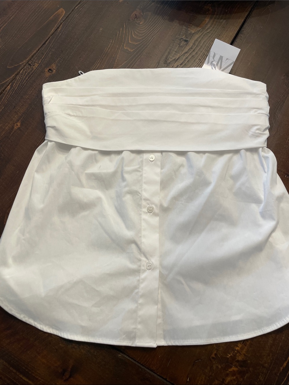 Zara White Strapless Button-Front Bustier Top